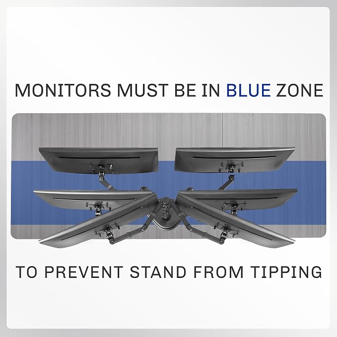 VIVO STAND-V002F Dual LED LCD Monitor Free-Standing Desk Stand for 2 Screens up to 27 Inch Heavy-Duty Fully Adjustable Arms with Max VESA 100x100mm - Image 8