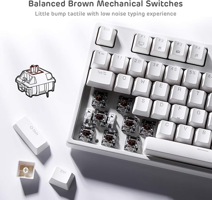 RK ROYAL KLUDGE RK87 Sink87G RGB Wireless Mechanical Keyboard TKL Gaming | 87 Keys Wireless 2.4G Tenkeyless Gaming Keyboard with Programmable Software, No Numbpad Compact Wireless Keyboard - Image 4