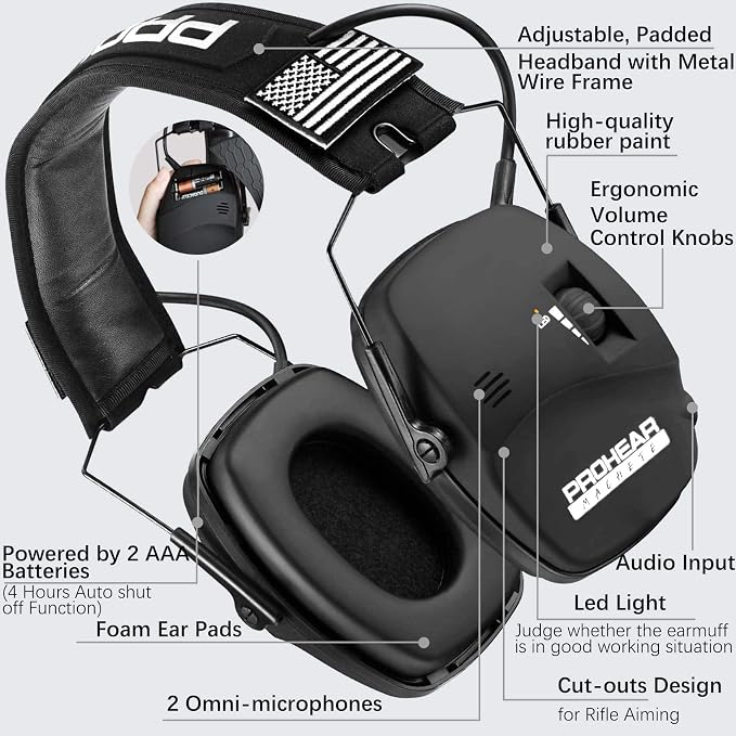 PROHEAR Digital Electronic Shooting Ear Protection 5X Sound Amplification Earmuffs, 23dB NRR Low Profile Noise Reduction Hearing Protection for Gun Range and Hunting, Black - Image 4