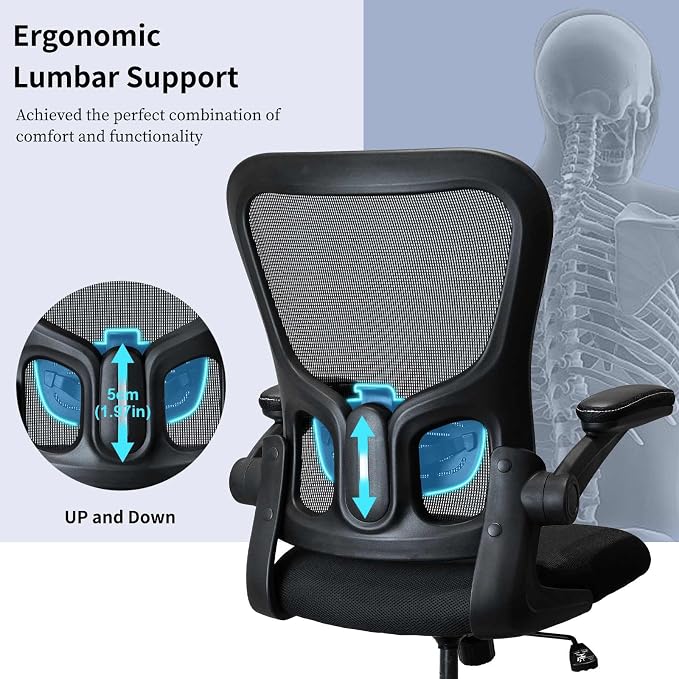 Drafting Chair, Ergonomic Tall Office Chair for Standing Desk, Counter Height Desk Chair with Adjustable Padded Armrests and Footrest Ring Standing Desk Chair Adjustable Height with Lumbar Support - Image 4