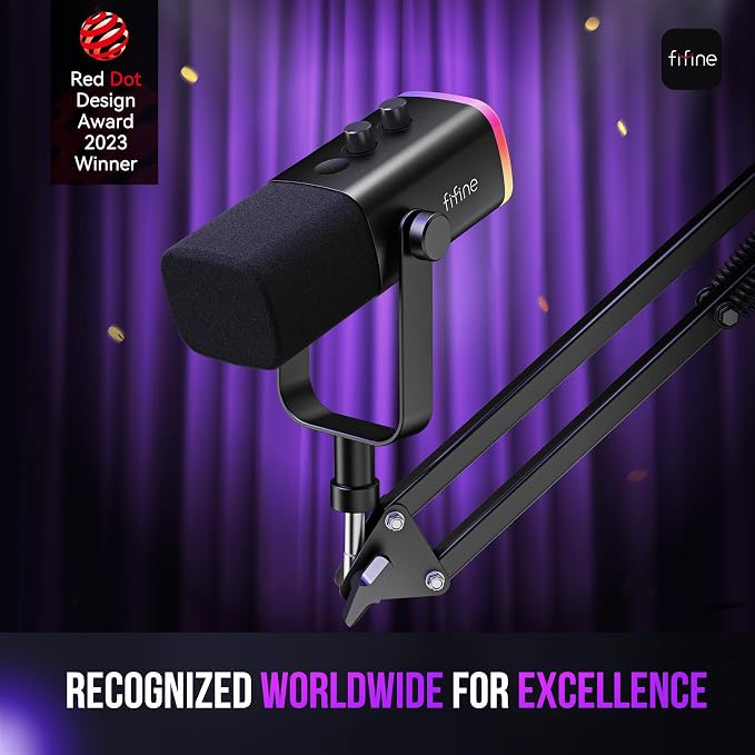 FIFINE AmpliGame AM8T XLR/USB Gaming Microphone Set, Dynamic PC Mic | Streaming RGB Mic Kit with Boom Arm Stand, Mute Button, Headphones Jack, for Podcasting Recording Vocal Voice-Over - Image 2