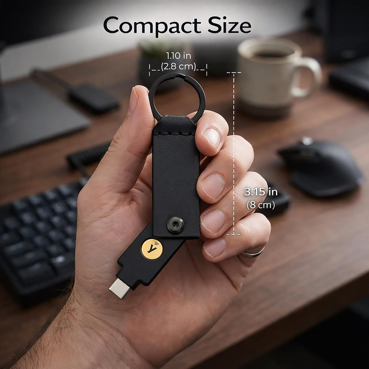 Leather Case for YubiKey 5 NFC & 5C NFC, Full-Grain Leather Keychain Holder, Protective Security Key Cover with Keyring (Black) - Image 6