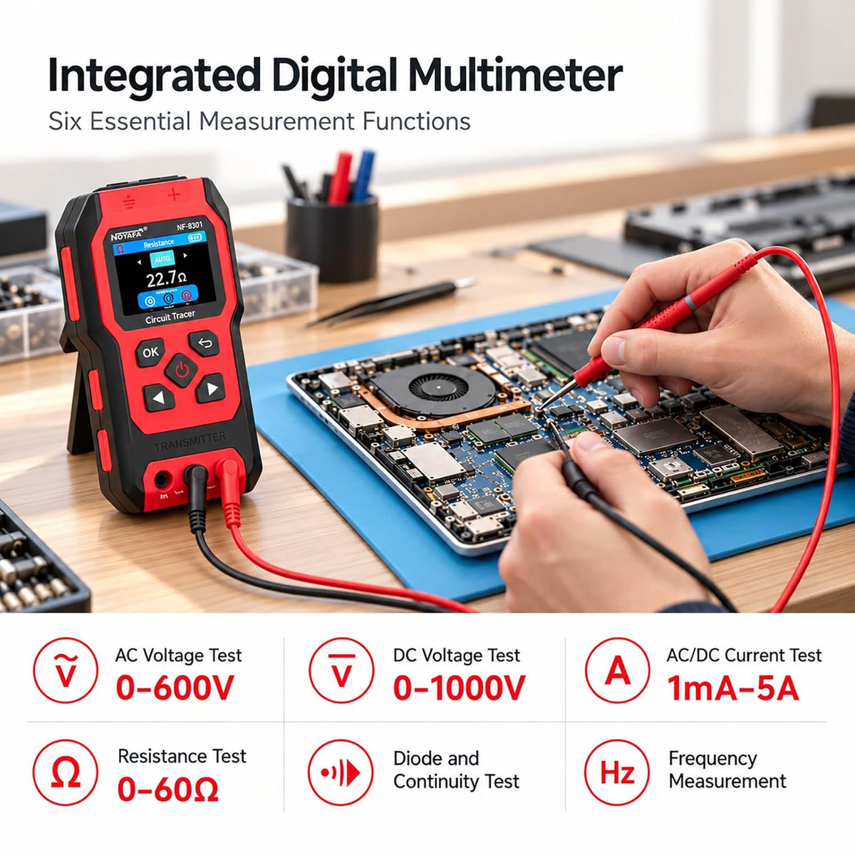 NOYAFA NF-8301 Circuit Tracer, Underground Wire Locator &Digital Multimeter - Image 5