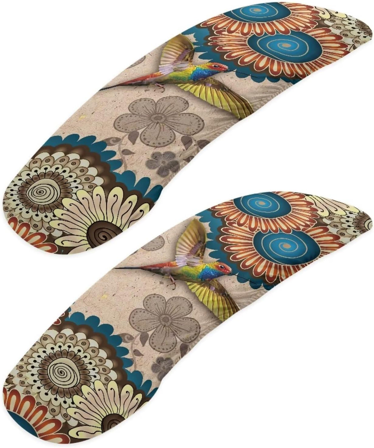 2 Pack Office Chair Armrest Covers, Hummingbird Print Desk Chair Armrest Covers Boho Mandala Flower Print Game Chair Armrest Covers, Non Slip Stretchy Game Chair Arm Covers, Brown by Wanzuoeng