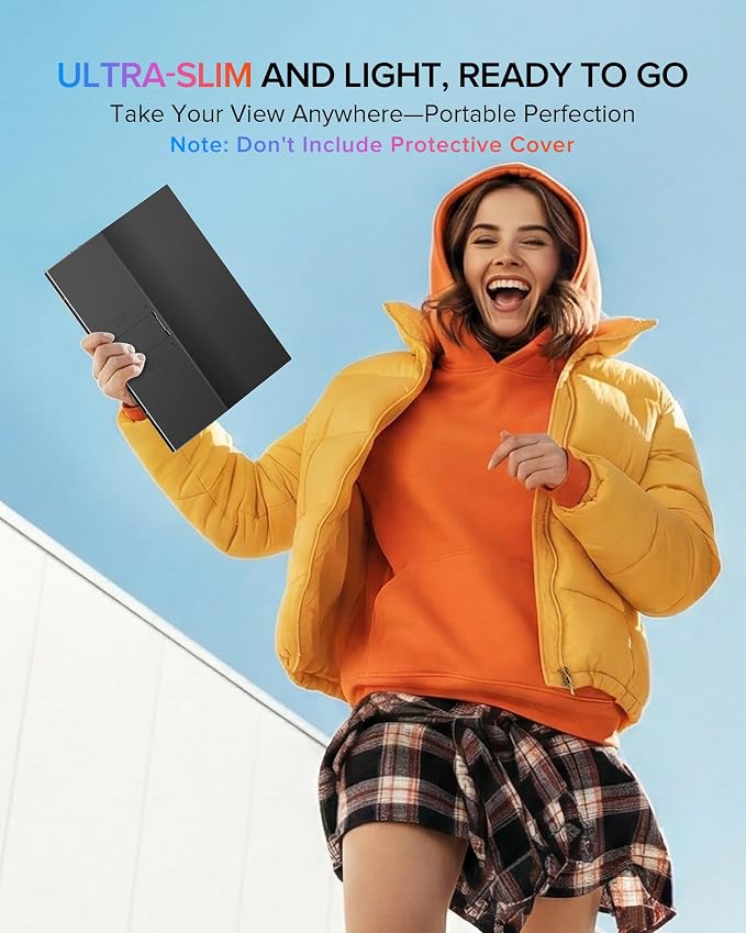 Newsoul Portable Monitor 15.6'' Ultra-Slim Travel Monitor 108%sRGB | 2000:1 Contrast USB C Mini HDMI Plug & Play IPS Monitor Built-in Stand | Speakers External Screen for Laptop Phone Game Console PC - Image 4