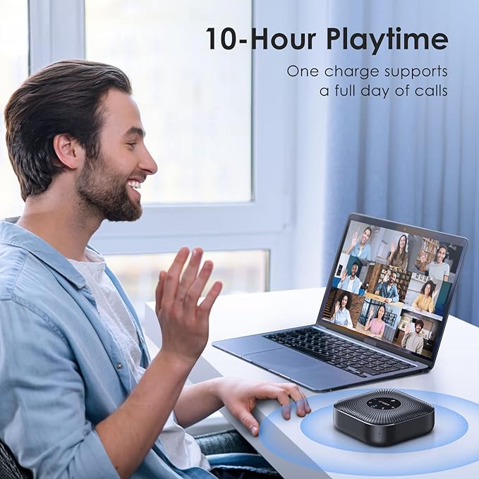 EMEET M0 Plus Conference Speaker and Microphone, 4 Mics 360° Voice Pickup | Noise Reduction, USB C&C-to-A Adapter, Bluetooth Speakerphone for 8 People w/Daisy Chain for 16, Works with Leading Software - Image 6