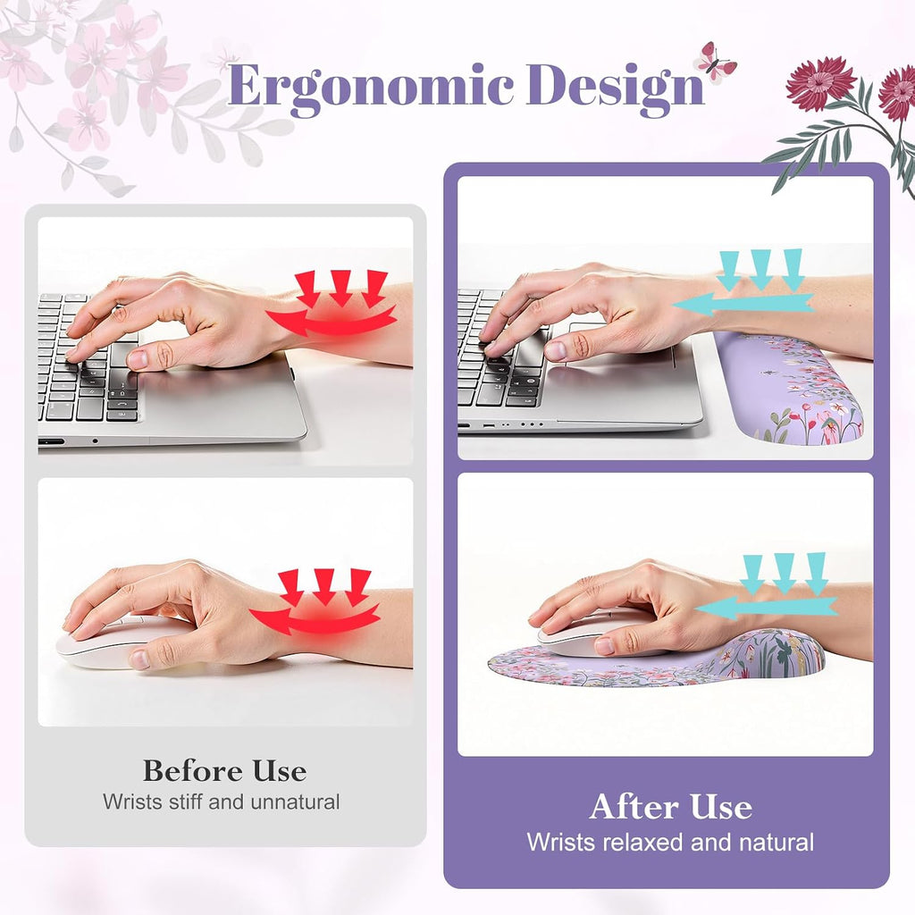 iLeadon Ergonomic Desk Mat for Keyboard and Mouse,Scalloped Desk Mat Set - Image 3