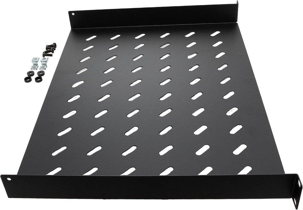 NavePoint Universal Rack Tray Vented Shelves 1U Black 14 Inches (350mm deep) No Lip - Image 3