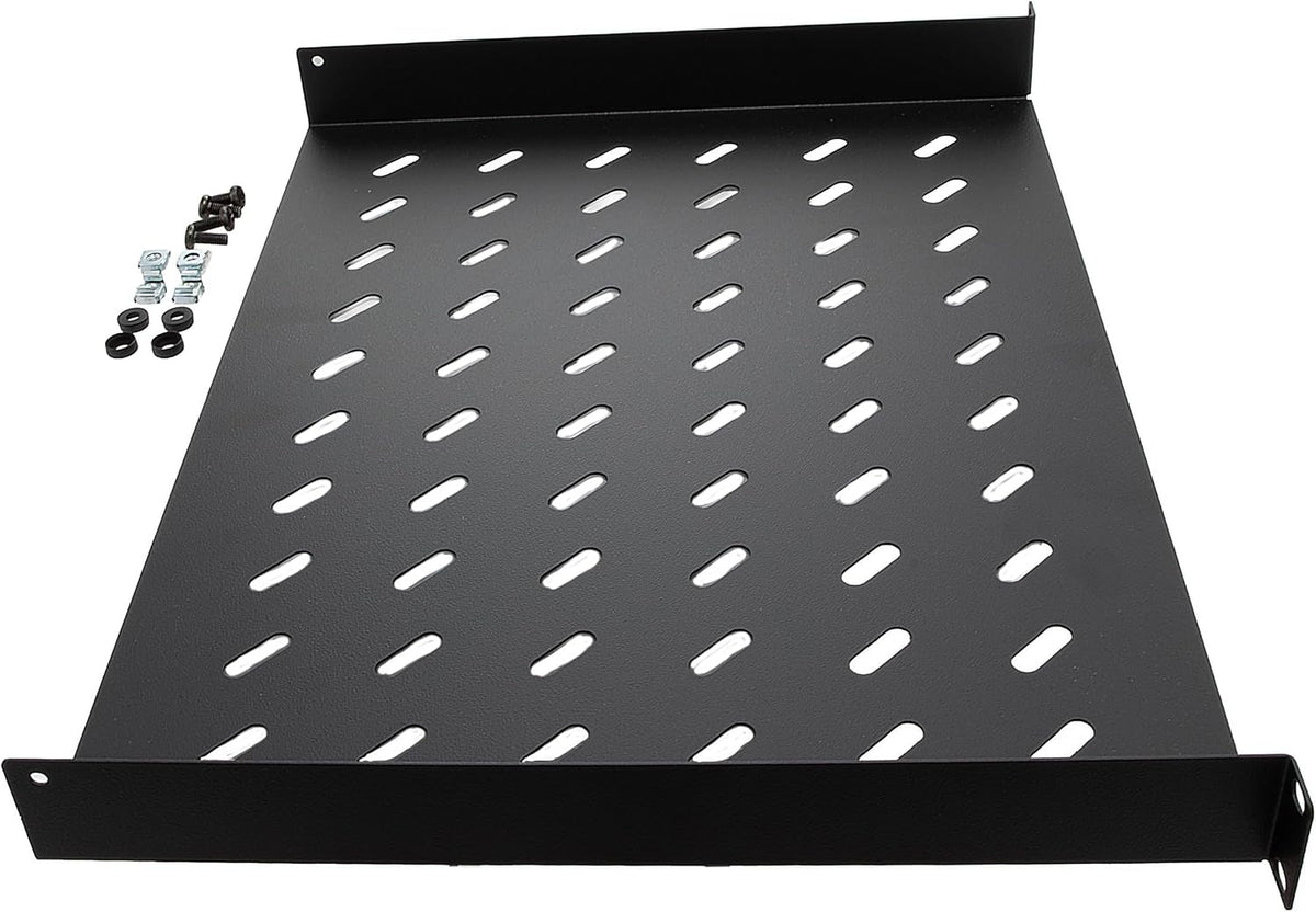 NavePoint Universal Rack Tray Vented Shelves 1U Black 14 Inches (350mm deep) No Lip - Image 3