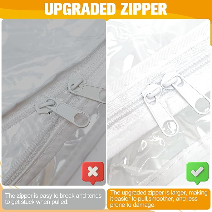 Plastic Storage Bags with Easy-Glide Zipper, Pack of 8, Durable Clear Vinyl Zippered Storage Bags for Clothes Sweaters Comforters Blankets Sheets Bedding (23.6 x 16.9 x 13.8 Inch, Transparent White) - Image 4