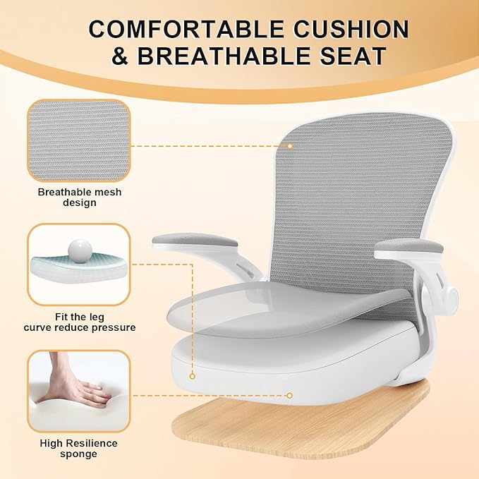 Office Chair|Ergonomic Desk Chairs 330LBS Capacity | Flip-up Armrests,Mesh Computer Chair,High Back,Comfy Work,Adjustable Lumbar Support - Image 6