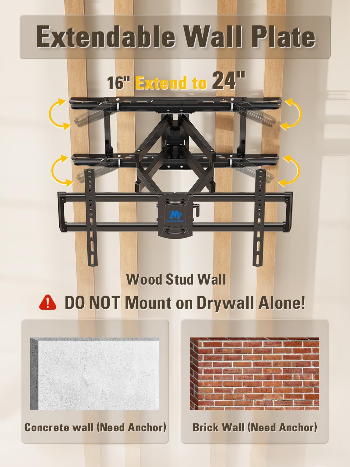 Mounting Dream UL Listed Full Motion TV Wall Mount for Most 42-84 Inch TVs - Image 3