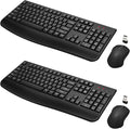 Wireless Keyboard and Mouse Combo, Full-Sized 2.4GHz Comfortable Palm Rest and Optical Wireless Mouse for Windows, Mac OS PC/Desktops/Computer/Laptops(2 Pack) by QUASIO