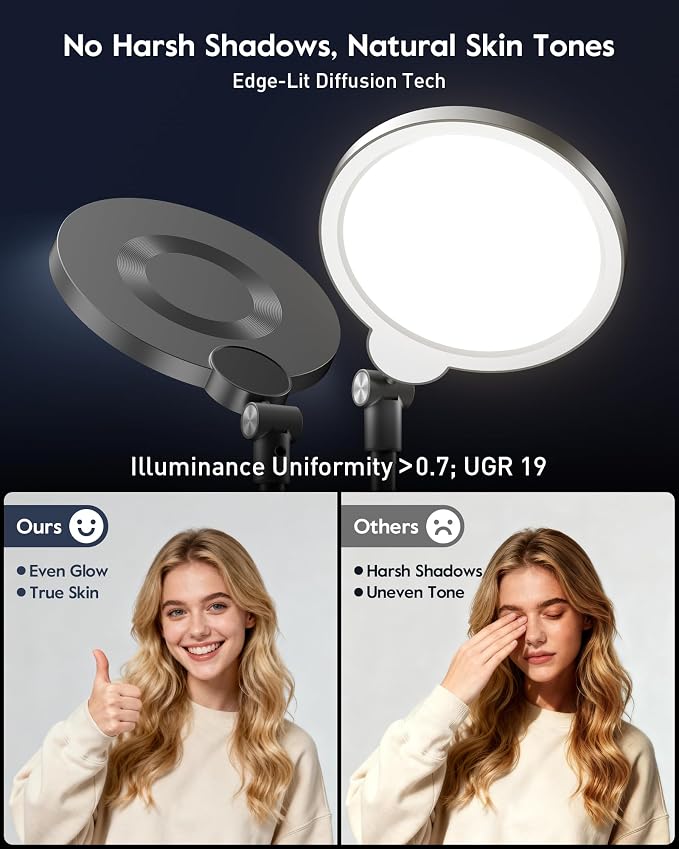 Desk Ring Light with Stand for Computer, 30 Modes Video Conference Lighting | Adjustable Desk Light for Video Recording, Zoom Lighting for Computer, Webcam, Podcast, Calls, Home Office, CRI 97.8 - Image 3