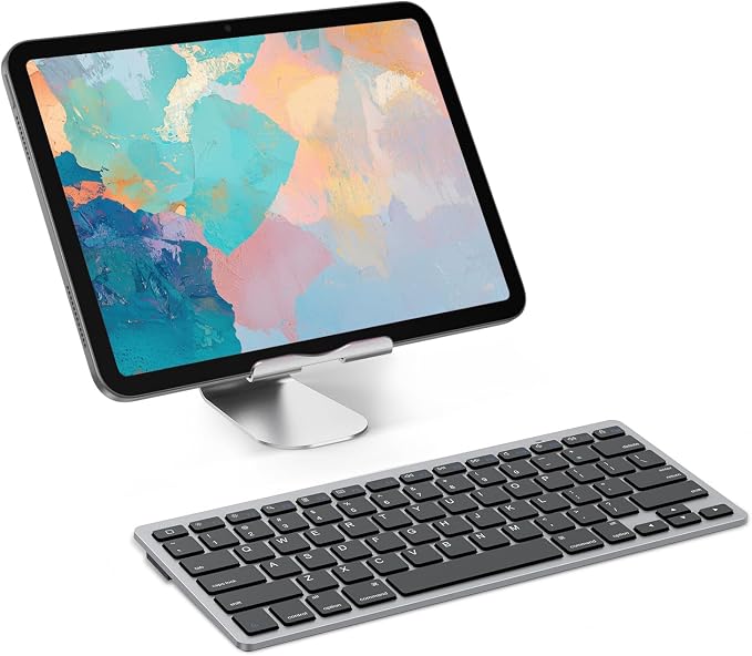 OMOTON Ultra-Slim Bluetooth Keyboard for iPad,iPad Pro/Air/Mini,iPhone | Stable Wireless iOS Keyboard with 12 Multimedia Keys, Portable Size for Office, Business, Travel, School, Black Grey - Image 2