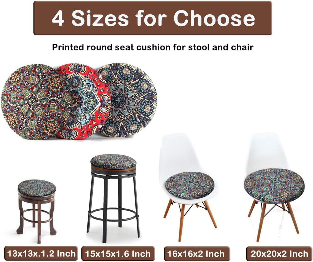 Sigmat Memory Foam Seat Cushion Anti-Slip Soft Round Stool Cushion Chair Pad 13 Inch Geometric - Image 6