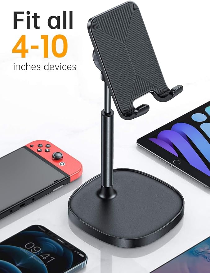 LISEN Cell Phone Stand Phone Holder for Desk, Gaming for Nintendo Switch | Black Desk Accessories, Gaming Accessories for Nintendo Switch, Computer Accessories, PC Accessories, iPad Stand, Desk Decor - Image 2