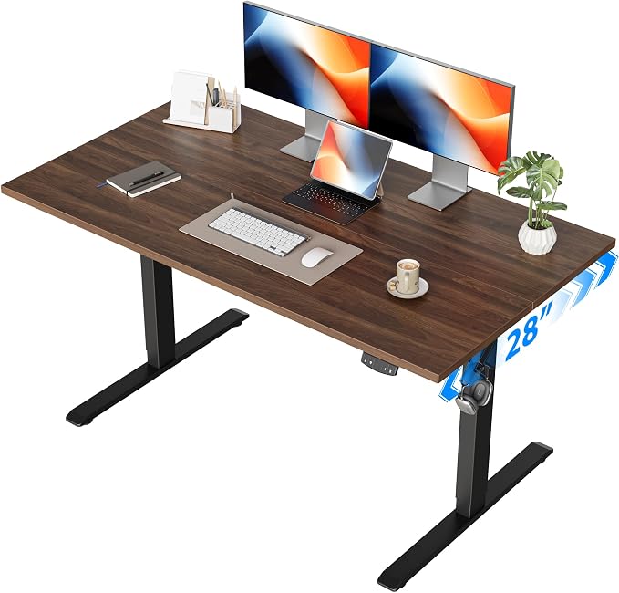 Agilestic 48*28 Inch Height Adjustable Electric Standing Desk, Dark Walnut | Sit Stand Up Computer Desk, Extra Wide desktop, Memory Presets, Stable Steel Frame,154 lbs, Easy Assembly, Splice Board by Agilestic