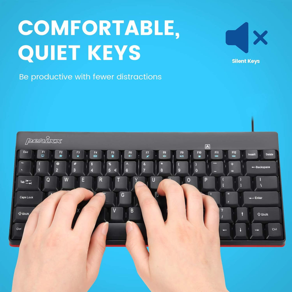 Perixx PERIBOARD-422 Wired USB-C Mini Keyboard, USB Type C Connector, Black, US English Layout - Image 3