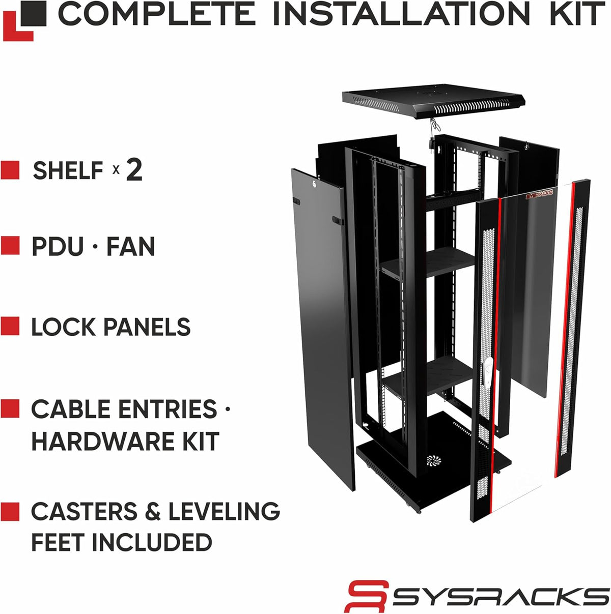 Sysracks 18U Wall Mount Server Rack Cabinet, 18-Inch Deep, Black - Image 4