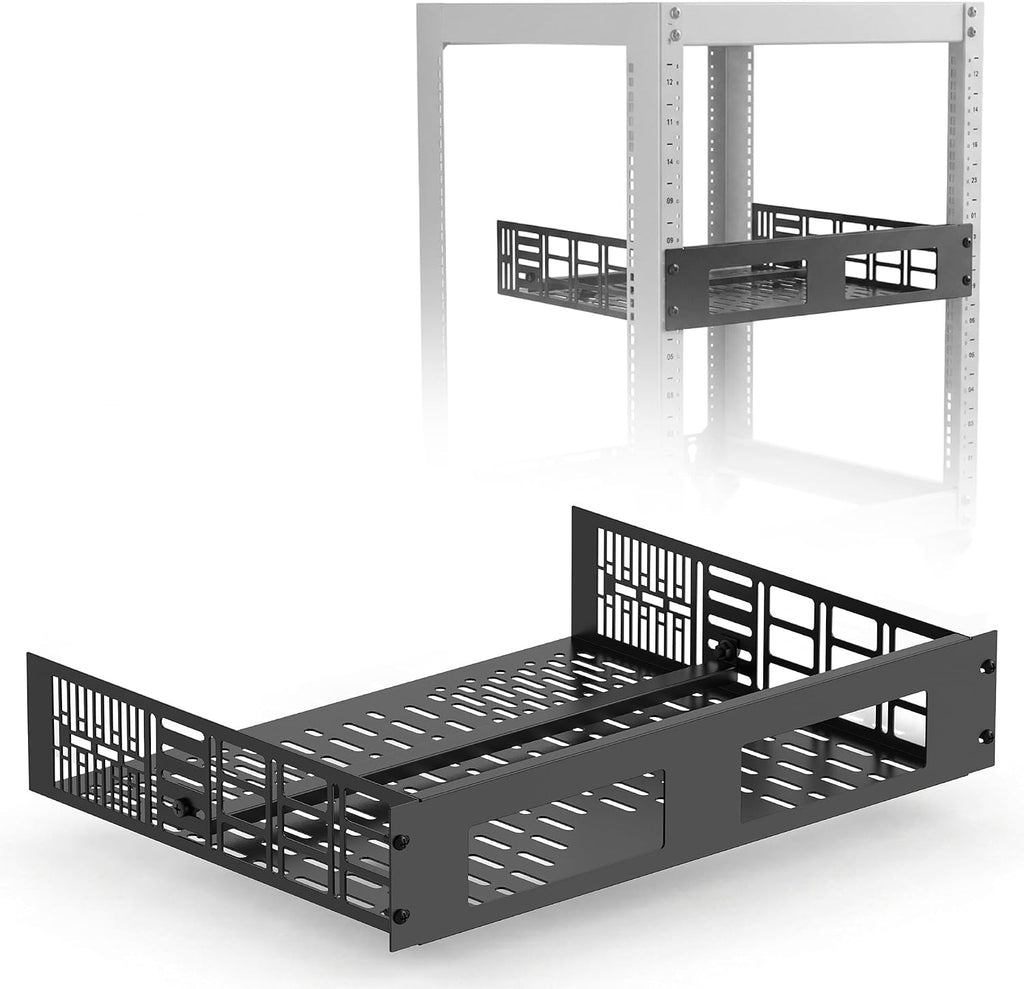 ynVISION.DESIGN 2U Rack Shelf for WiiM Amp, Amp Pro, Vibelink Amp, 2 Pack by ynVISION.DESIGN