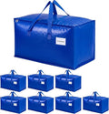 KYODOLED 8 Pack Blue Moving Bags, 24 Gal Large Storage Totes for College | Water-Resistant, Wide-Zipper Opening, Label Window, Heavy Duty Packing Bags for Clothes, Bedding and Dorm Moves, 27x13x15 by KYODOLED