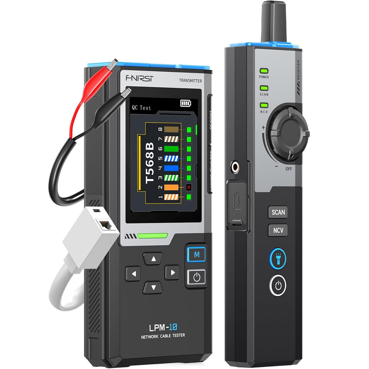 FNIRSI LPM-10A Network Cable Tester Kit, for CAT5 CAT5e CAT6 RJ11 RJ45 by FNIRSI
