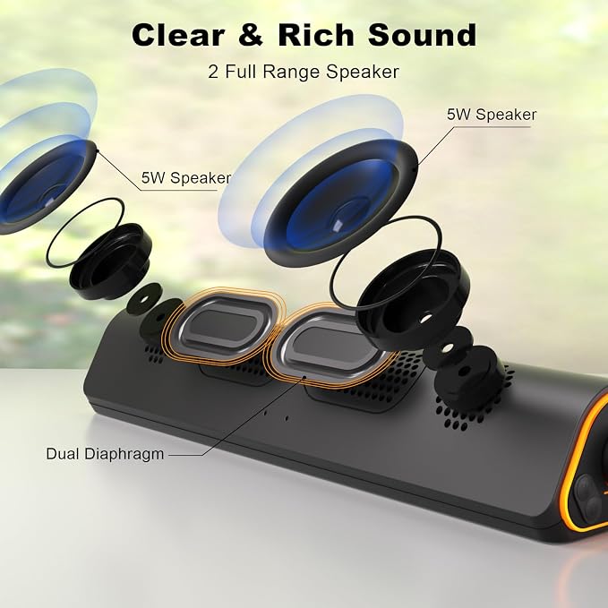 SOULION Bluetooth Computer Speakers for Desktop Monitor PC USB Powered | USB Powered & 3.5mm, Colorful LED Lights, Switch Button Clear & Rich Sound, Breathable Cloth,Surround Soundbar - Image 2