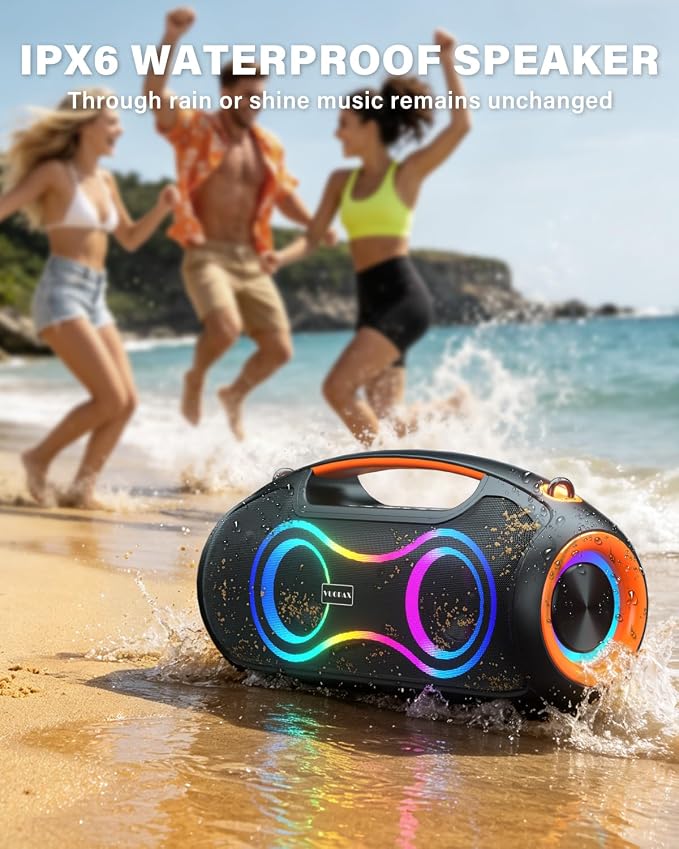 Portable Bluetooth Speaker Wireless, 180W Max Loud Waterproof Speakers, Bass Boost Boom Box for Party and Outdoor, w/2*Subwoofer, 2*Tweeter, DSP, IP65, 24H, TWS, TF, USB, AUX - Image 9