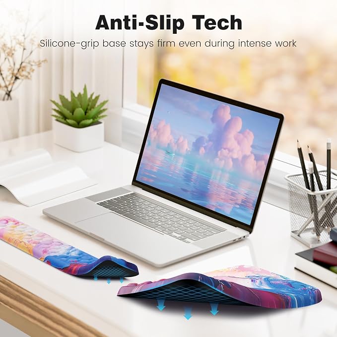 Ospelelf Ergonomic Wrist Rest for Computer Keyboard Pad, Large Arm Rest Wrist Support for Mouse, Relieve Wrist Pain, Multicolored - Image 4