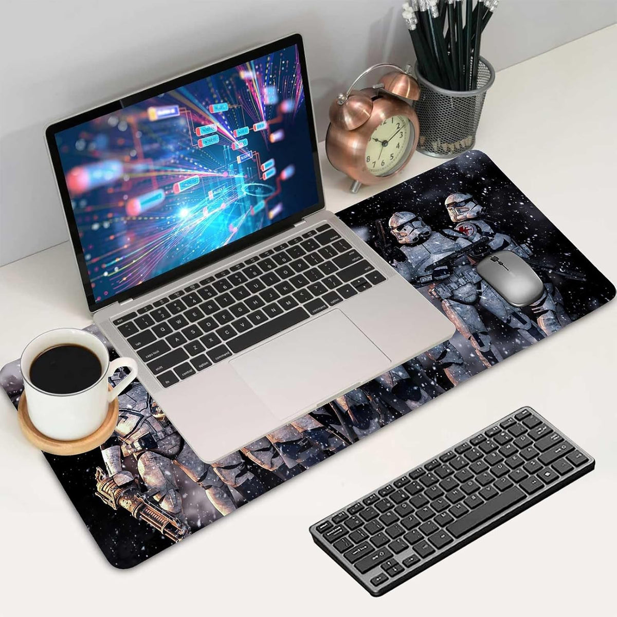 Extra Large Gaming Mouse Pad Design Desk Pad XXL,Mousepad with Non-Slip Rubber Base & Stitched Edges Mouse Mat,Portable Desk Mat for Computer Keyboard Mice Laptop and PC,31.5X15.7 inches - Image 5