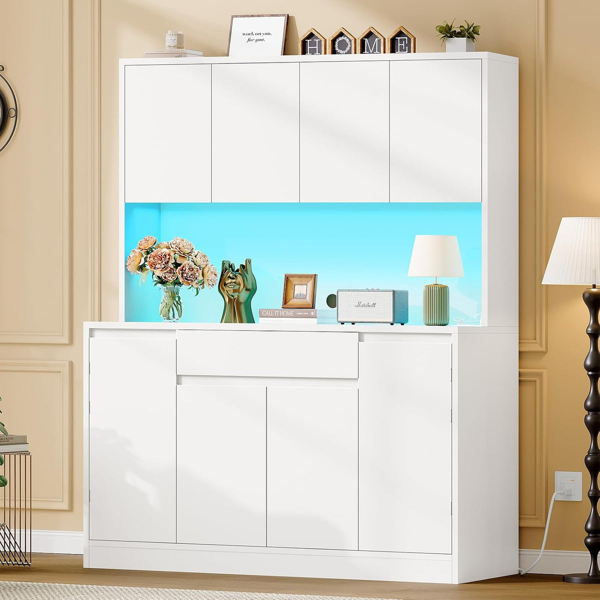 Pantry Cabinet with Charging Station, Kitchen Pantry Cabinet - Image 5