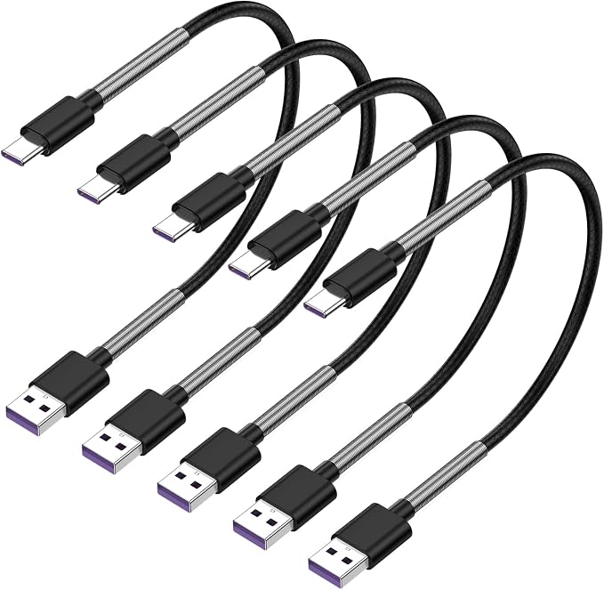 [5Pack 1ft] Compatible with Samsung Galaxy S9 S10 S8 Plus Charger Cord(3A Fast Charging), TPE USB C Type Charger Cable,USB A to Type C Replacement for Samsung A32/A12/A10e/A20/A51 20/9/8,LG-Black by CyvenSmart