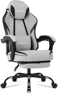Misolant Gaming Chair, Fabric Gamer Chair with footrest for Adults, High Back Ergonomic Computer Game Chair with Adjustable Headrest and Massage Lumbar Support, 90-155° Recline Free, Gray by Misolant