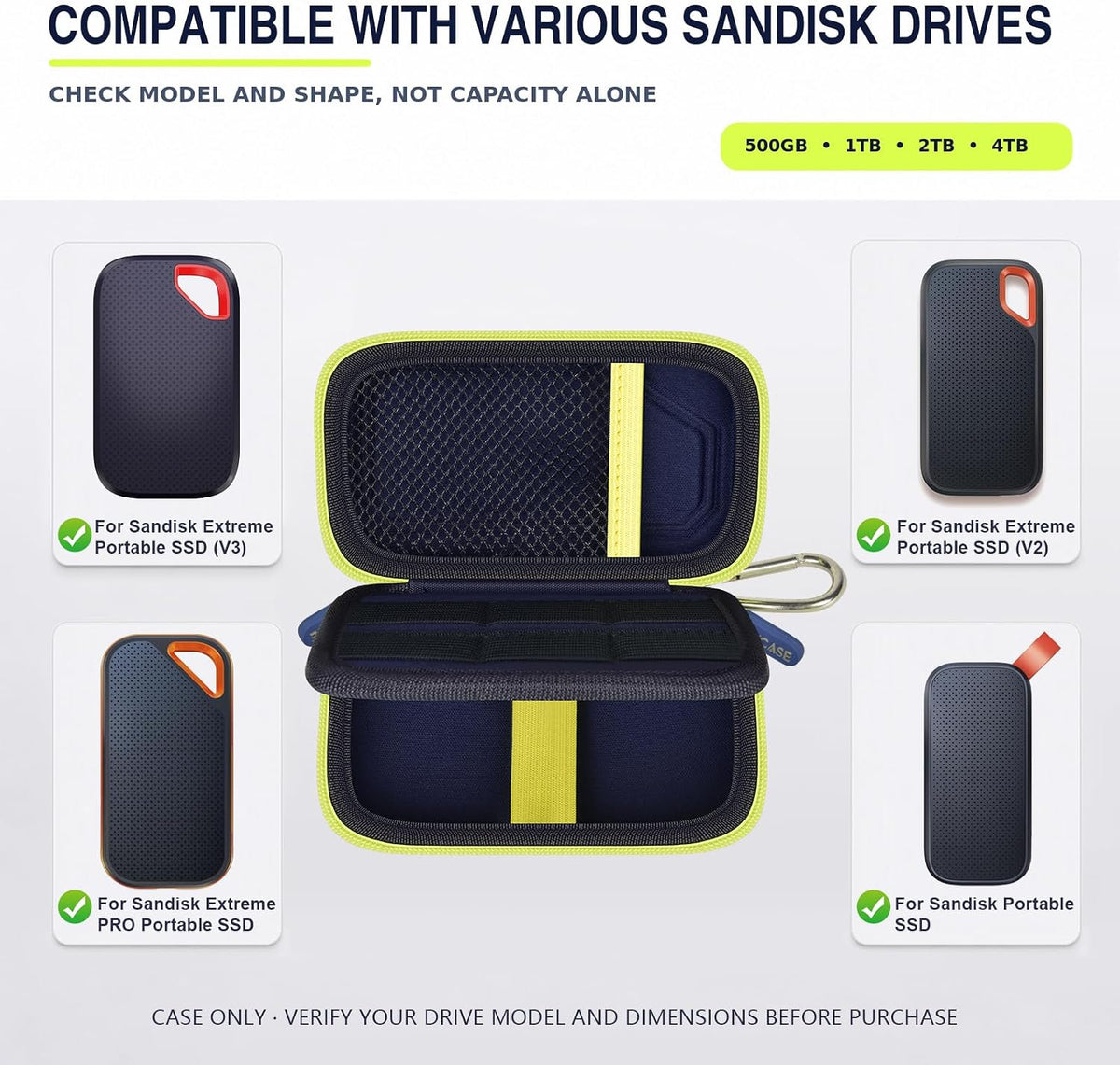 Hard Case Compatible with SanDisk Extreme PRO/for SanDisk 500GB 1TB 2TB 4TB Portable External SSD. Carrying Travel Holder for Crucial X8 External Solid State Drive (Navy Blue with SD Card Pocket) - Image 2