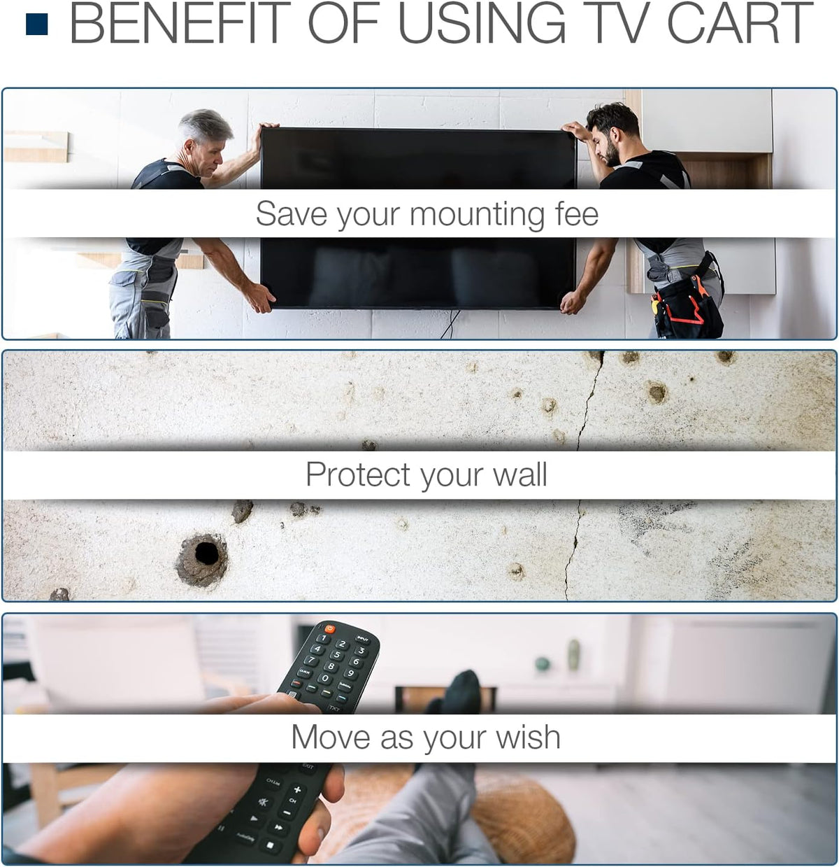 Mobile TV Stand on Wheels for 32-65 Inch LCD LED Flat Panel Curved Screen TV up to 132lbs, TV Cart with Height Adjustable Laptop Shelf Movable Portable Rolling Floor TV Stand Max VESA 600*400mm - Image 6