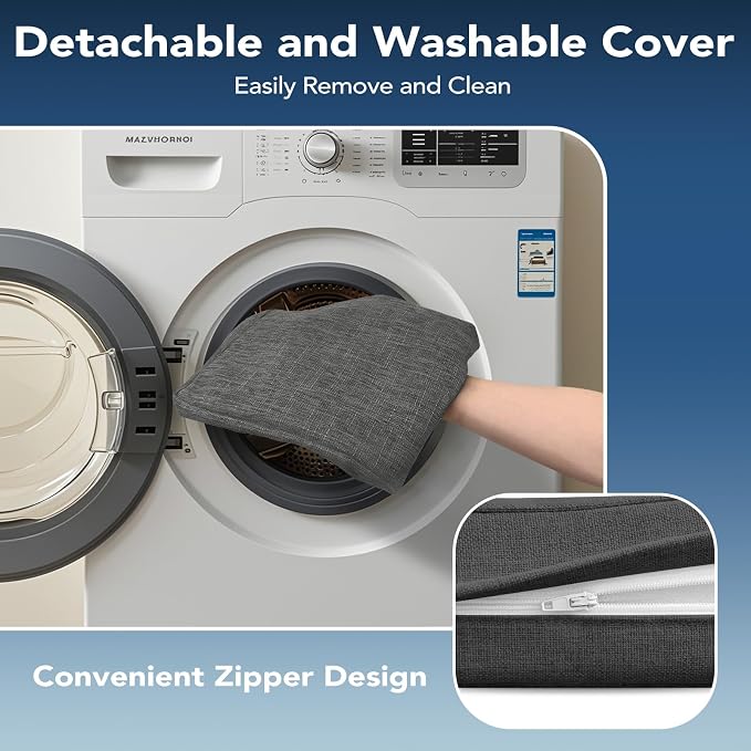Chair Cushions for Dining Chairs, Non Slip Chair Pads with Ties and Washable Covers, Memory Foam Kitchen Chair Cushions Set of 4, 16"X16"X2.5", Dark Gray - Image 4