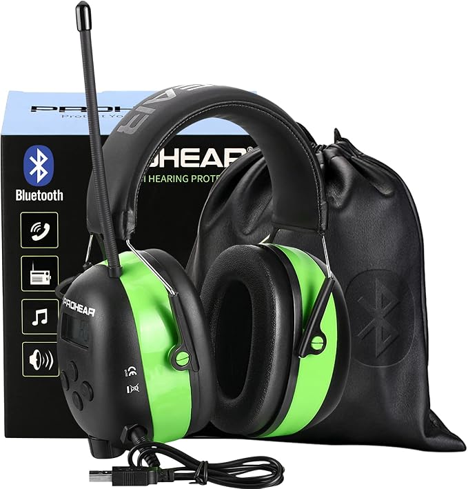 PROHEAR 033 Upgraded 5.4 Bluetooth Hearing Protection AM FM Radio Headphones, Noise Reduction Safety Earmuffs with Rechargeable 1500mAH Battery, 31dB SNR Ear Protector for Mowing Lawn,Gifts for Father - Image 8