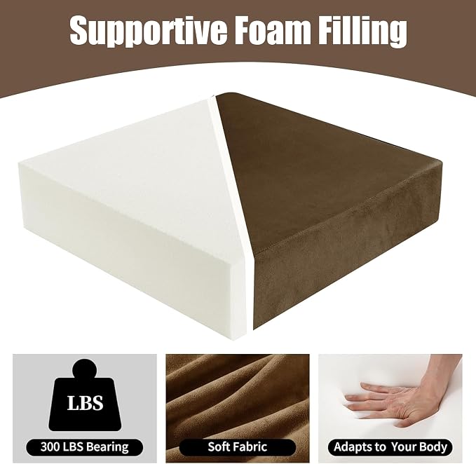 HOMBYS Recliner Seat Cushion with Lumbar Support Pillow and Adjustable Headrest, Medium Firm Foam Filling Chair Pad and Back Support, Non-Slip Design for Comfort and Pressure Reduce, Brown - Image 3