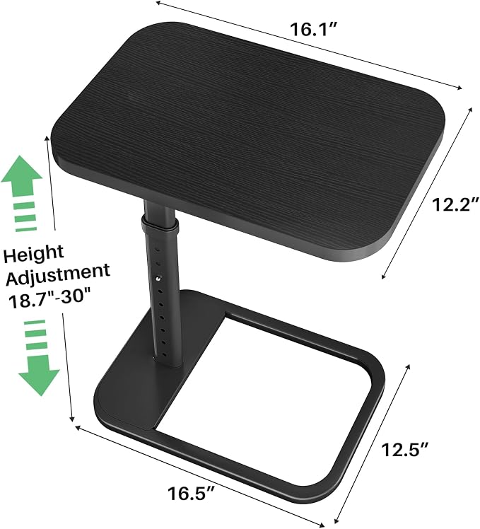 Kitstorack Upgraded TV Tray Table with Panel Lock, Adjustable Height & 90° Flip-Over Design, Sofa Arm End Side Table for Eating, Dinner, Snack, Laptop, Couch, Bed, Chair or Small Spaces, Black - Image 2