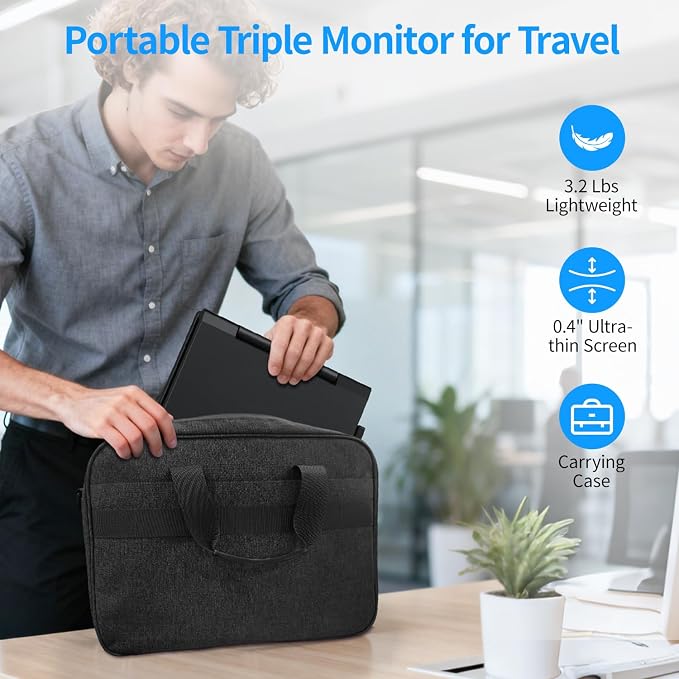 MAGICRAVEN Dual Laptop Screen Extender with Bag, 14" 1080P Portable Monitor, Type-C (No HDMI) Plug and Play for 13.3" - 16.1" Laptops, Attachment Display for Windows/MacOS/Chrome Laptop Phone - Image 4