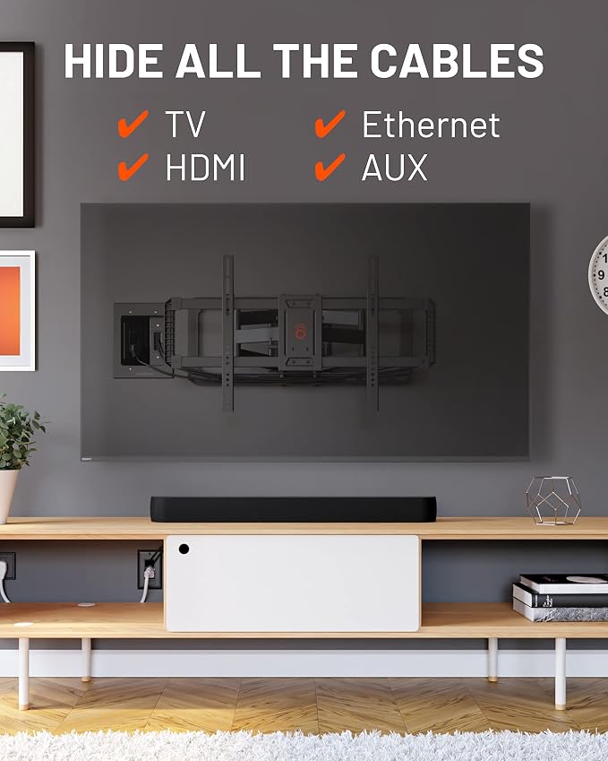ECHOGEAR TV Cord Hider for Wall Mounted TV with 2X AC Outlets & 2X USB-A Ports - Hide Power Cables & Low Voltage Wires Behind The Wall - Includes Template, Saw, & Low Profile Extension Cord - Black - Image 2