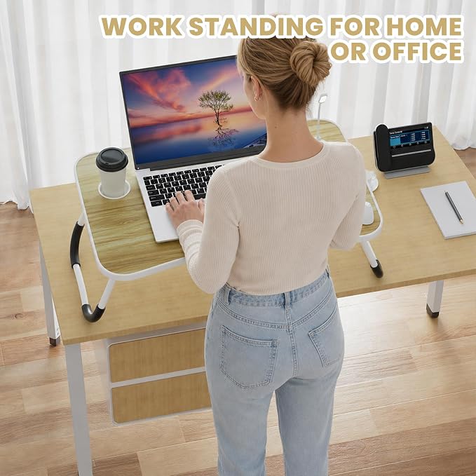 Lap Desk for Laptop Tray, Foldable Laptop Bed Desk with Storage Drawer | Bed Laptop Table for Adults with Light & Cup Holder & USB Ports, Laptop Stand for Couch Writing Reading Eating, Walnut - Image 6