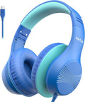 EarFun K3 Kids Headphones, USB Type C Wired Headphones for Kids/School Blue | HD Stereo Sound, Comfortable Fit, 40mm Driver, Foldable Over Ear Headphone for Travel/Boys/Girls/Tablet/iPad by EarFun