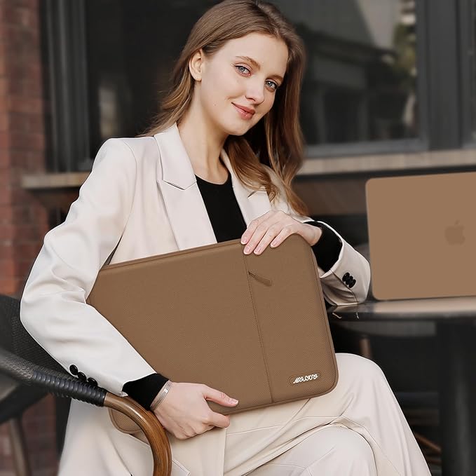 MOSISO Laptop Case 14 inch, Laptop Sleeve Bag with Pocket | Compatible with HP Lenovo Dell ASUS Acer, HP Stream, Dell Latitude, Polyester Vertical Computer Bag, Mocha - Image 6