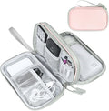 FYY Electronic Organizer, Travel Tech Pouch Bag, Medium, Light Pink | Wrist Strap, Waterproof, Double Layers Portable Electronics Travel Carrying Case for Cord, Charger, Daily Business Trips Use by FYY