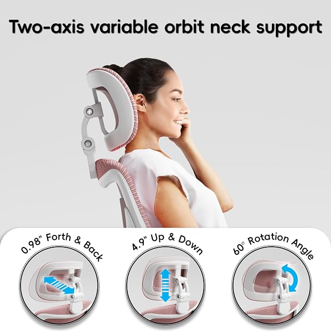 Ergonomic Office Chair:Home Office Desk Chairs with Headrest Lumbar Support | Ergalithic Ergonomic Desk Chair X-Shaped Mesh PU Leather Executive Computer Chair High Back Flip-Up Arms for Long Hour(DPink) - Image 8