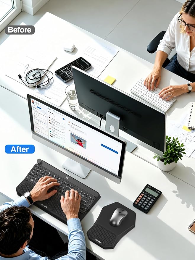Ergonomic Wrist Rest with Keyboard Stand and Mouse Pad for Easy Typing | Keyboard Holder with Storage Slot, Mousepad for Carpal Tunnel Pain Relief with Massage Bulge and Slow Rebound Memory Foam - Image 6
