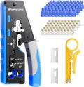 RJ45 Crimp Tool Kit Pass Through, Ethernet Crimping Tool for Cat5/5e/6/7, Includes 50-Pack Cat6 Pass Thru Connectors and 50-Pack Boots by WOPUTOPUS