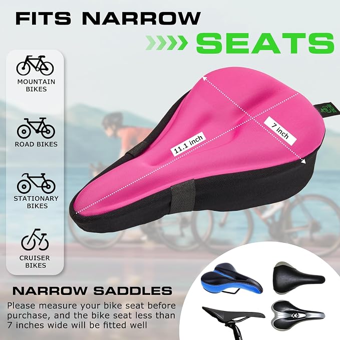 Zacro Bike Seat Cushion - Gel Padded Bike Seat Cover for Men Women Comfort, Extra Soft Exercise Bicycle Seat Compatible with Peloton, Outdoor & Indoor Bike Saddles - Image 2